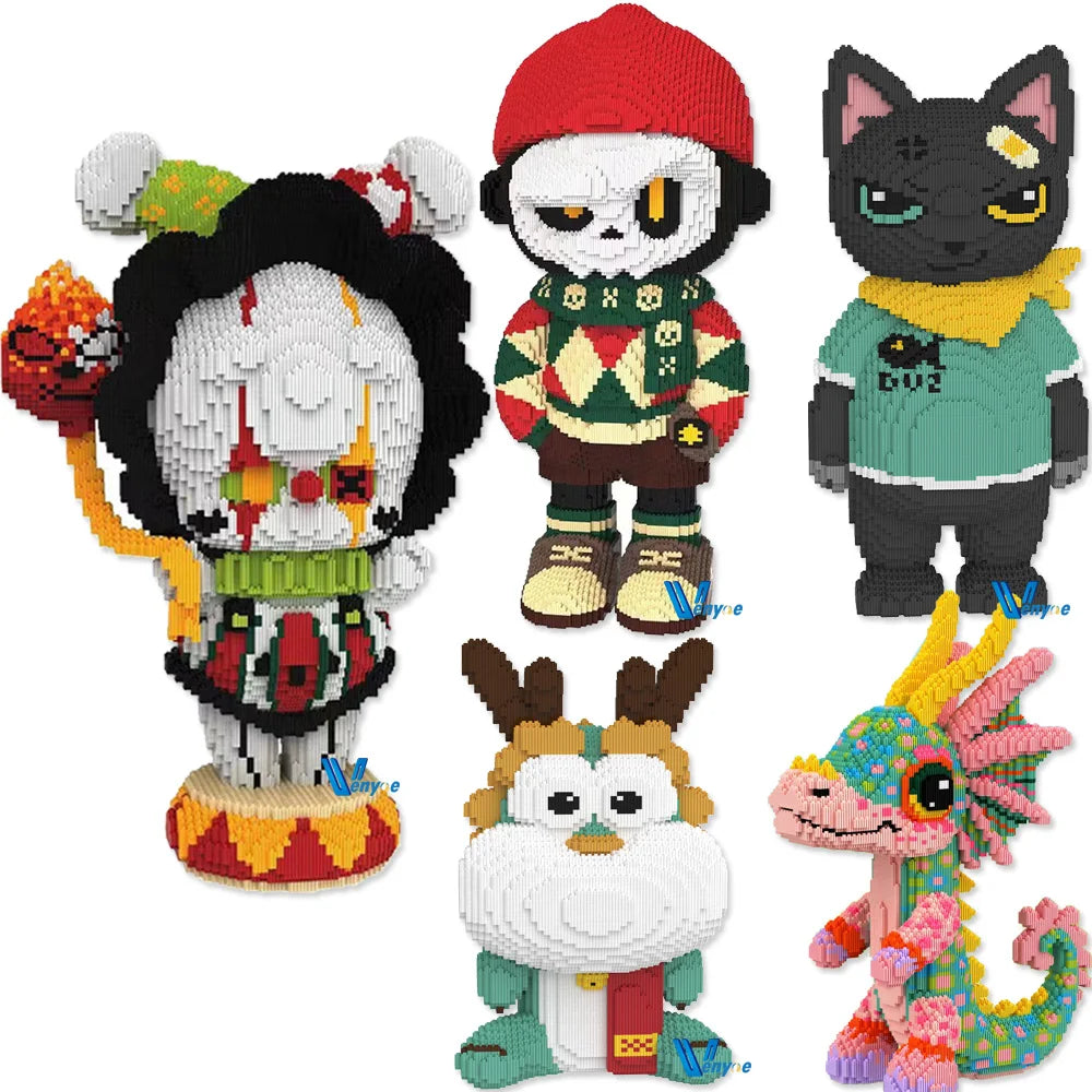 Big Pokemon Squirtle Charmander Magic Building Block Cartoon Horse Joker Model Toy Dragon Assembled Bricks Figure For Kids Gift