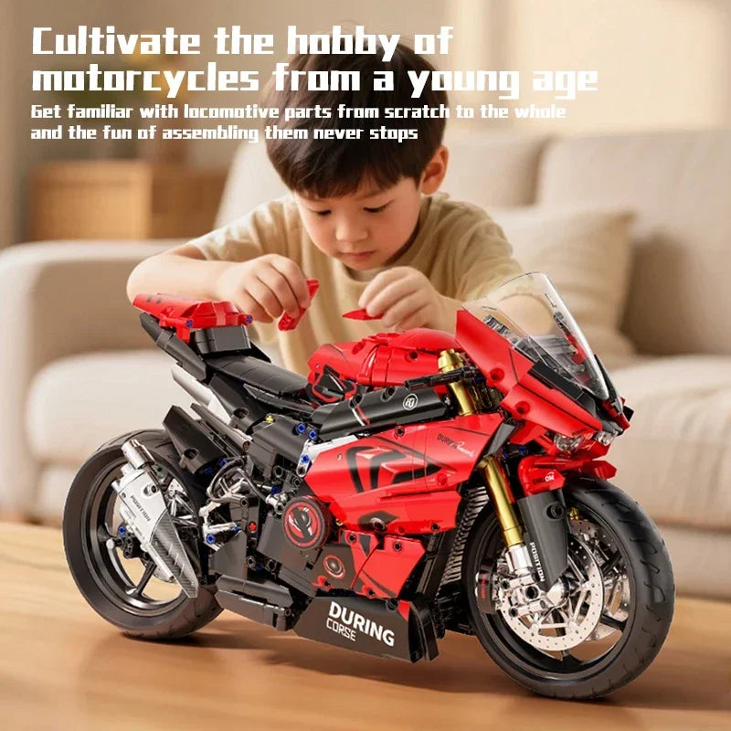 ToylinX 1:5 Motorcycle Building Blocks Set 2024pcs Technical Racing Super Motorbike Model Kids DIY Assembled Toys Gifts For Boys