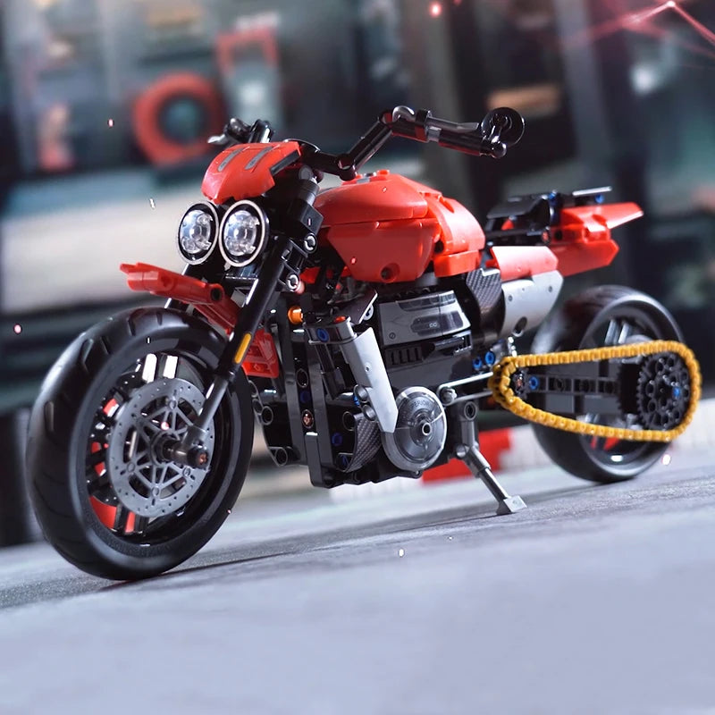 1:8 City Racing Motorcycle Building Bricks Sets MOC Motorbike Racer Technical Christmas Gifts for Kids Boys Children Blocks Toys