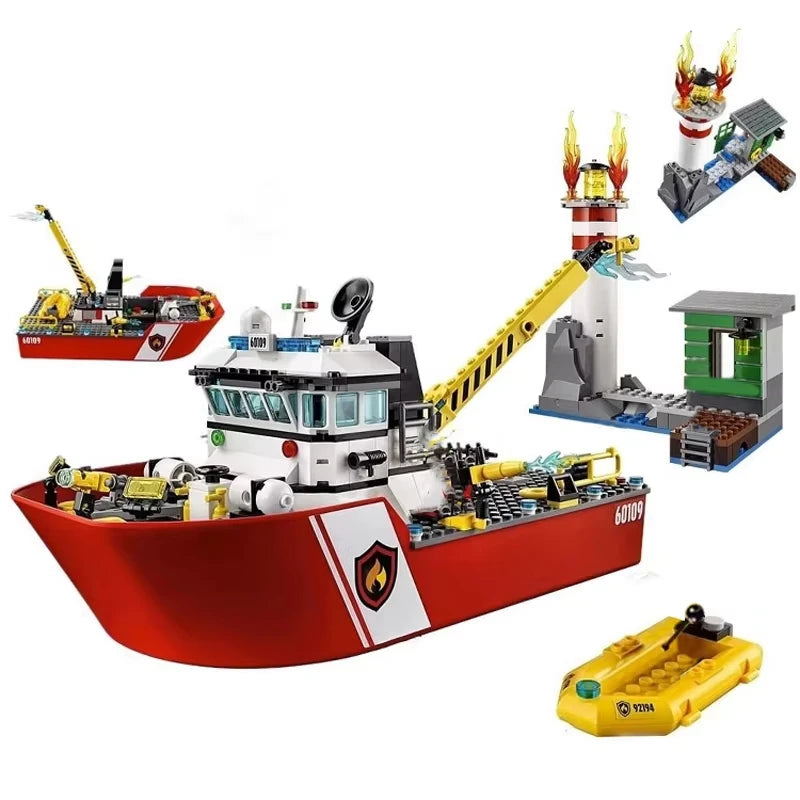 City Series Fire Command Vehicle Rescue Team Headquarters Boys and Children Puzzle Assembling Building Block Toy Gift