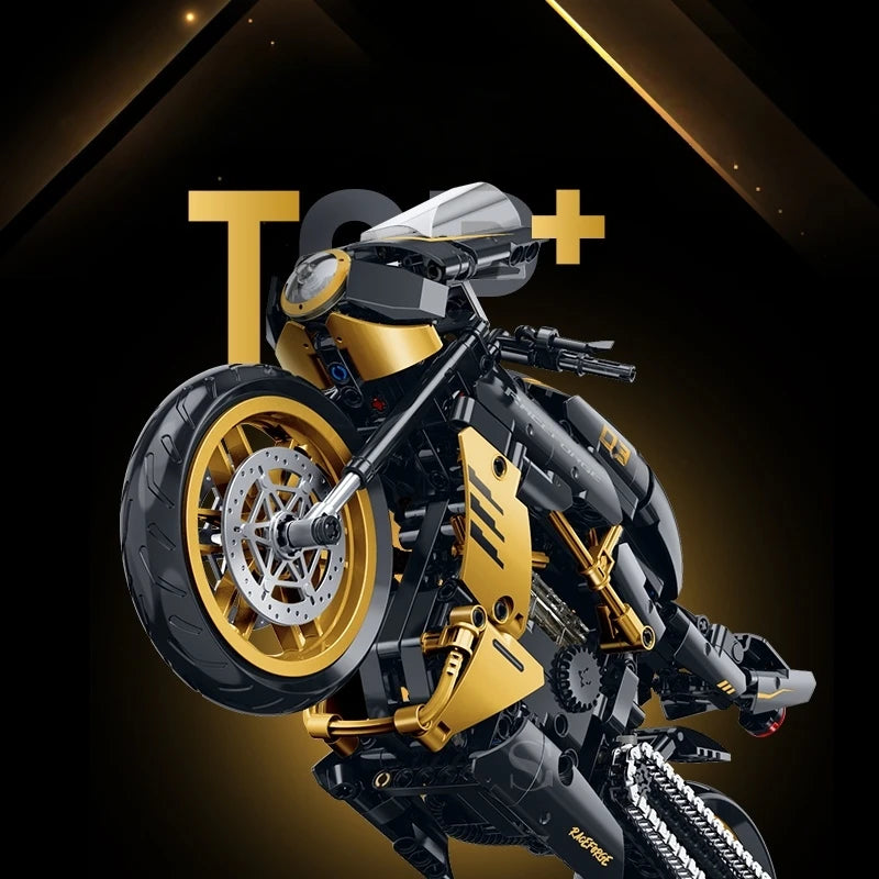 506PCS Motorcycle Technic Building Blocks Set MOC Creative Construction Model Black Gold Decoration Gift For Adults Children
